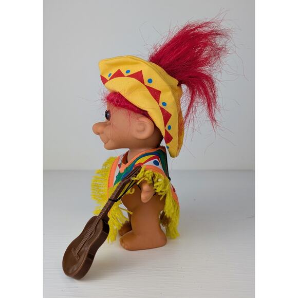 VTG Russ Troll Doll Mexico Trolls Around the World Poncho Sombrero Guitar 5" - Picture 2 of 5